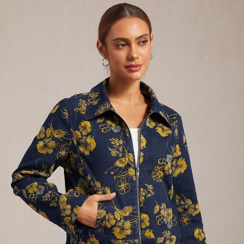 Suede Fringe Hem Crew Neck Jacket